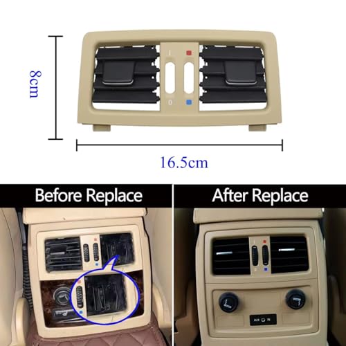 Rejilla aire acondicionado de coche trasera beige para BMW Serie 5 E60 E61 545i 550i HILLAR 5