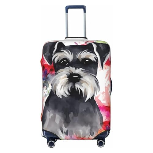 Schnauzer Luggage Cover Personalized Elastic Washable Suitcase Cover Luggage Protector Auti-Scratch Suitcase Case Protector Fits 18-32 Inch Luggage