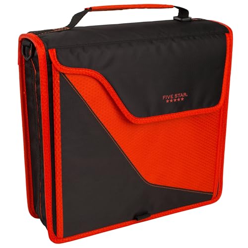Carpeta de 3 pulgadas Five Star con costuras reforzadas y funda roja 3
