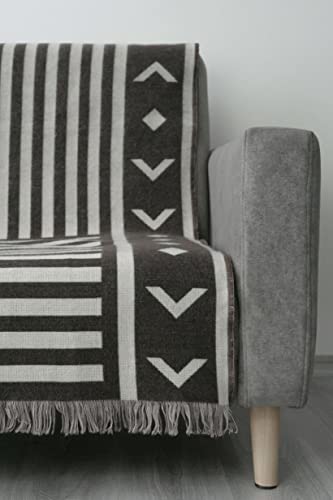 Boho Farmhouse Woven Throw Blanket | Modern Aztec Western Decorative Style | Use For Couch, Sofa, Outdoors, Indoors, Bedroom | Striped, Aesthetic & Reversible | Spring Blanket (Pachamama Brown) #TOP1