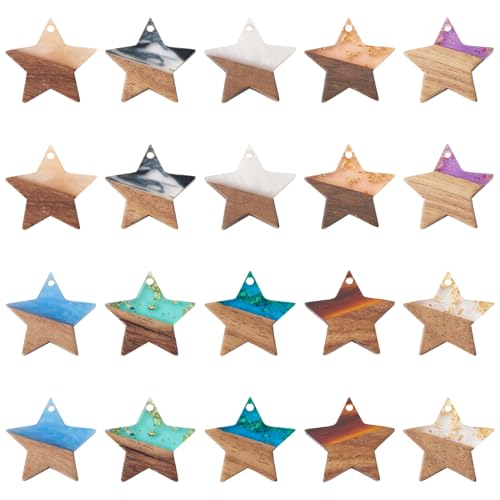 Breloques rondes en résine et bois de noyer pour la création de bijoux bohèmes DIY (Lot de 20)