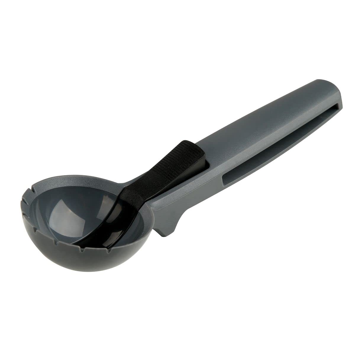 FACKELMANN Ice Cream Scoop, Plastic, with Easy Release Ice Ball Lifting Function, Cookie Scoop, Spooning Gelato or Sorbet, Non-Stick, Anti-Scratch, Black, 19cm