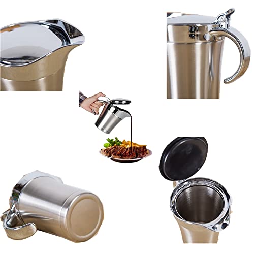 Foto von Sauciere aus Edelstahl, Sauciere mit Klappdeckel, staubdicht und hygienisch, doppelwandige Wärmeisolierung, für Saucen und Cremes im Restaurant