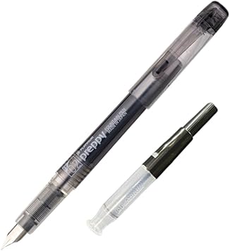 Platinum PSQ-400-1 Preppy Fountain Pen, EF Extra Fine Point, Black, Transparent Color Axis "Slip Seal Mechanism" with Converter