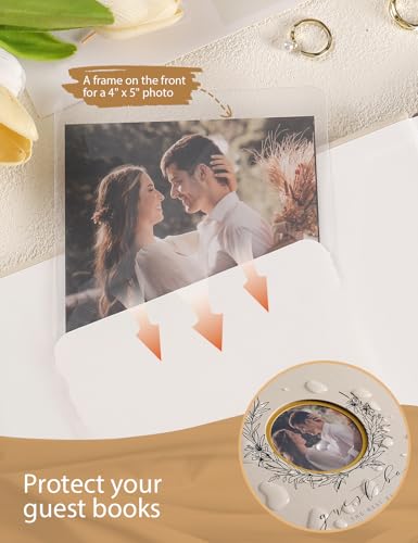 Image of molekaus Wedding Guest Book Hardcover 8 inch x 10 inch,100 Pages | Wedding Guest Book,Guest Book Weddings Reception,Polaroid Guest Book for Wedding with Pen, Photo Corner