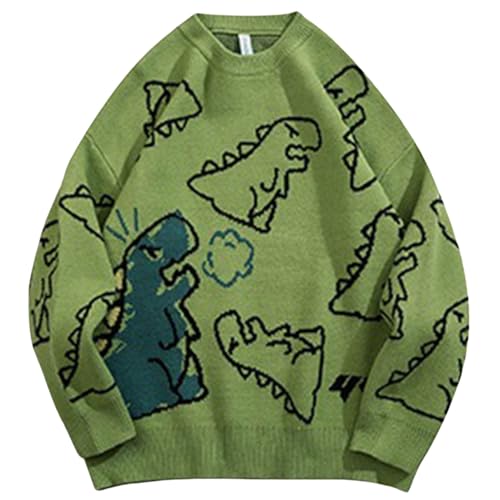 FCOOLYEET Y2K Sweater Men Oversized Graphic Sweater Pullover Aesthetic Crewneck Knitted Sweater Cool Sweaters