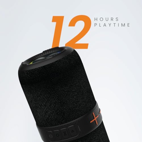 Image of JUST CORSECA Sushi Boomer 40W Bluetooth Speaker | Dual 66mm Drivers | BT v5.3 | 3000mAh, 12H Playtime | IPX4 Splash Proof | RGB Lights | TWS, AUX, USB, TF, FM Support (Black)