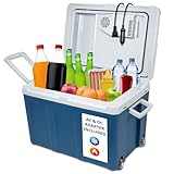 Ivation Electric Cooler & Warmer with Wheels & Handle |48 Quart (45 L) Portable Thermoelectric Fridge For vehicles & Trucks| 110V AC Home Power Cord & 12V Car Adapter for Camping, Travel & Picnics