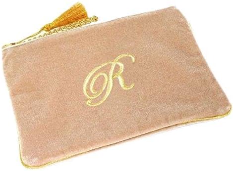 Amazon | ポーチ スクエア型 イニシャルR ゴールド刺繍入り
