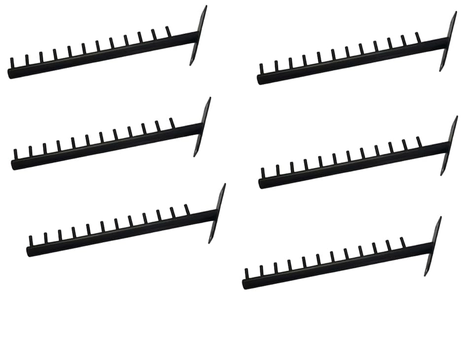 Porpoise12 Pin Stainless Steel Display Hooks Wall Hanger for Clothes Kitchen,Shop, Boutique, Dining Hall, Showroom, Storage Room, Wardrobe,Supermarket Shoe Stand Indoor Outdoor (Black) Pack of 6-image-17