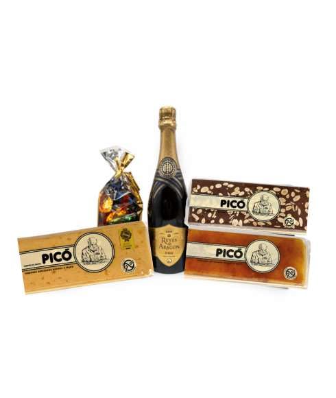 DEGUSTA TERUEL. Lote Variado con Cava, Frutas de Aragón y Turrón.