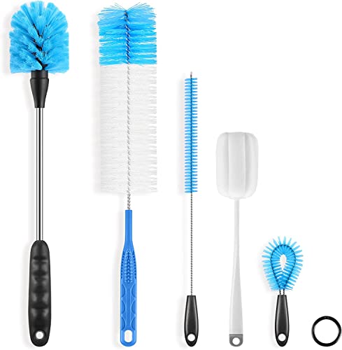 Ultimate 5 Pack Bottle Cleaner Brush Set, Long Handle Bottle Cleaning Brush & Straw Cleaner Brush For Washing Narrow Neck Beer Bottle, Wine Decanter, Pipes, Sinks, Beer Brewing Supplies #TOP16