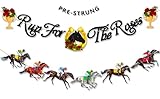 Ushinemi Glitter Run for The Roses Banner, Pre-Strung NO DIY Kentucky Derby Decorations, Horse Race Garland Kentucky Derby Banner for Wall Home Decor