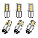 Qoope 6-Pack 1076 LED Bulb for RV, 1142 1004 BA15D Warm White Bulb Replacement for 12V Camper Trailer Motorhome Boat Interior Light, Double Contact Bayonet,#90 Yard Landscape Bulb