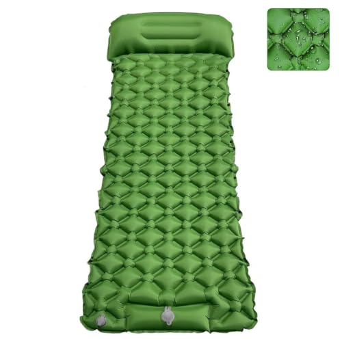 FSTIANXIA Camping Sleeping Pad - Ultralight Inflatable Sleeping Mat with Pillow Built-in Foot Pump, Durable Compact Waterproof Camping Air Mattress