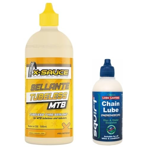 Pack X-Sauce 500ml + Squirt 120ml Potencia tu Experiencia con el Lubricante de 120ml y el Líquido sellante tubeless 500ml para un Rendimiento inigualable