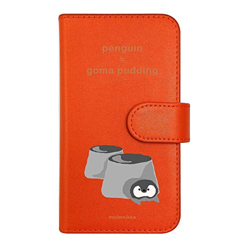 【moimoikka】 iPhone17 Pro Max アイフォン17プロマックス 対応 手帳型 スマホ ケース ペンギンと黒ごまプリン ぺんぎん アニマル 動物 キャラクター おしゃれ かわいい (カバー色オレンジ) ダイアリータイプ 横開き カード収