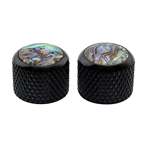 Musiclily Pro Fine 24 Splines Steel Abalone Top Dome Knobs Push-on Control Knobs for USA Electric Guitar or Bass 19x16.5mm