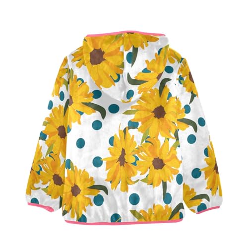 OTVEE Yellow Sunflowers and Dots Kids Hoodie Jacket Fall Spring Full Zip Warm Outwear Coat2