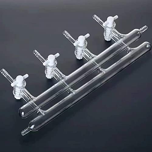 Lab Glass Double Manifold Vacuum Gas Distributor for Double Row Vacuum Gas Distributor Glass Manifold Solid Polytetrafluoroethylene Cock