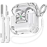 Picture of with Safety Lock for Airpods 4 Case 2024,Clear Cases Compatible with Airpods 4th Generation Case,Soft TPU iPod 4 Case with Lanyard and Cleaner kit for Women Girls-Clear White