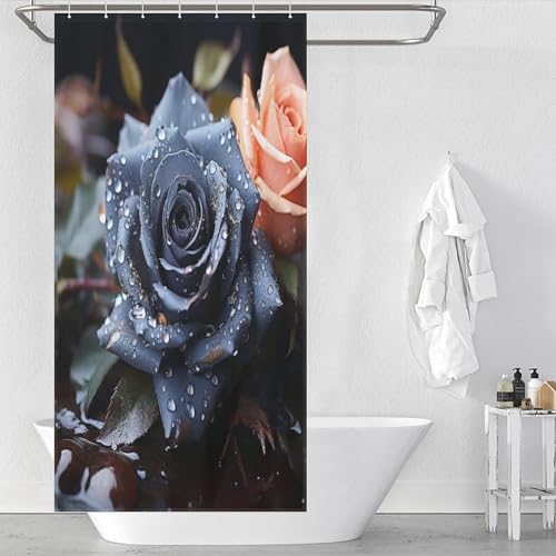 Rose rideau de douche en tissu polyester de qualité supérieure 92x183cm imperméable - 2