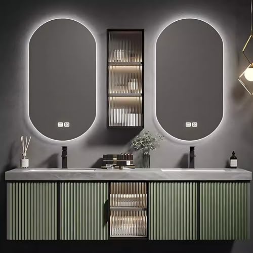 TIZAZO 56IN Green Double Basin Bathroom Vanity - Floating Bathroom