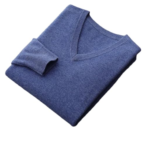 Men's V-Neck Cashmere Loose Thickened Solid Color Knitted Sweater Business Casual Top