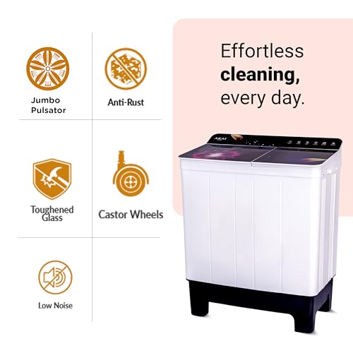 Image of Akai 8.5 Kg, 5 Star, Semi Automatic Top Loading Washing Machine (AKSA-85DVFG) Black Voielt flower Glass with Black base full glass