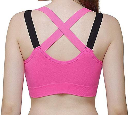 Image of Brachy Polycotton Padded Wire Free Push Up Racer Back Sports Bra for Women's /Girls (Gym,Yoga,Running,Workout) (Removable Pads) (28 to 34 Size)