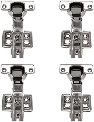 VEDURME 4 Hinges Half Overlay Silent Kitchen Bathrooms Cabinet Door Hinge Adjustable Nickel Plated Finish with Screws