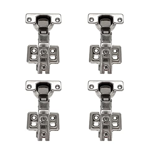 Vedurme 4 Hinges Half Overlay Silent Kitchen Bathrooms Cabinet Door Hinge Adjustable Nickel Plated Finish With Screws #TOP1