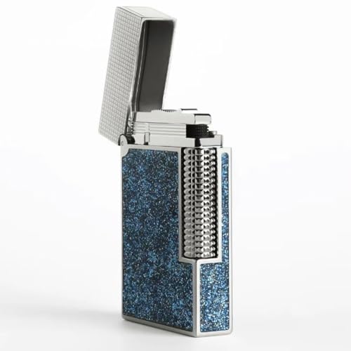 Encendedor vintage masculino a gas, rellenable con butano, azul miniatura 1