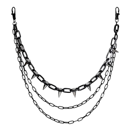 Oruola Hosen Kette Damen,Nieten Hosenkette,Rivet Hosen Kette Herren,Dreigliedrige Hosenkette Herren,Dekorative Pants Chain,Wallet Chain,Portemonnaie Tasche Ketten für Männer Frauen Schwarz Oruola Hosen Kette Damen,Nieten Hosenkette,Rivet Hosen Kette Herren,Dreigliedrige Hosenkette Herren,Dekorative Pants Chain,Wallet Chain,Portemonnaie Tasche Ketten für Männer Frauen Schwarz
