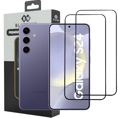 Image of Blackwik Tempered Glass Screen Protector for Samsung Galaxy S24 with Edge-To-Edge Protector Coverage | Easy Installation Kit (Black) (Pack Of 2)
