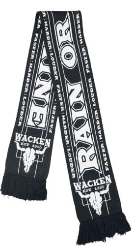 Wacken Open Air Soccer Scarf Männer Schal schwarz/weiß 100% Polyacryl Band-Merch Bands Fußball