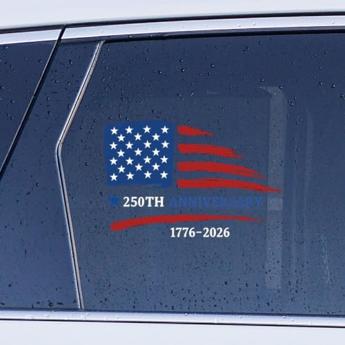Image of 2pcs 250th Anniversary America 1776-2026 Car Window Decals American Flag | Sticker 1776-2026 American Flag Patriotic Eagle Vinyl Decal for Car Truck Bumper Laptop Window Decor 10 inch 10 inch