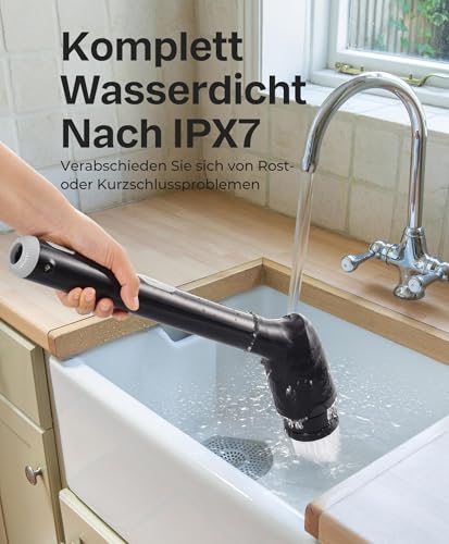 Image of LyriFine Electric Spin Scrubber, New Full-Body IPX7 Waterproof Bathroom Cleaner Brush, Shower Scrubber with Long Handle & 2 Speed, Heads Replacement, Cleaning Supplies for Tub Shower Tile Floor