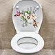 Blumenmuster Toilettensitz-Aufkleber – Selbstklebende Badezimmer-Dekoration aus Material (30x40cm, Für Waschmaschinen-Oberflächen und Fliesen)