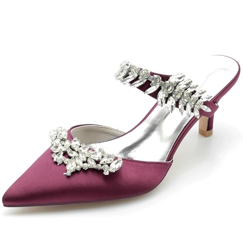 Chaussures de cour sexy en satin FGRID avec strass anti-fatigue 39