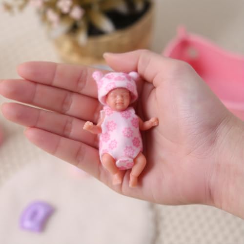 Muñeca bebé mini silicona realista 3 pulgadas miniatura 5