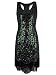 Vijiv 1920s Gastby Sequined Embellished Fringed Paisley Flapper Dress Green XXL