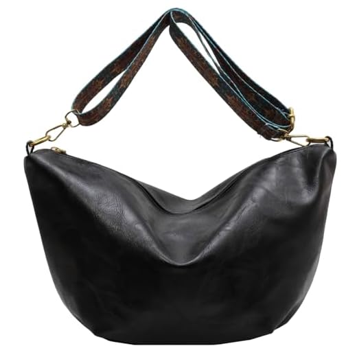 Makukke Sac à bandoulière Femme Grand sac en cuir PU Crossbody avec Hobo Large sangle Vintage Sac à bandoulière Sac pour le bureau Travail Voyage Excursion Shopping