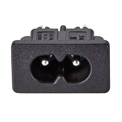 sourcing map Adaptador de enchufe de montaje en panel C8 250V AC 2.5A 2 pines Enchufe del módulo de entrada IEC Conector de alimentación Enchufe recto