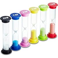 Sand Timer - 6 Colors Hourglass Sandglass Sand Clock - 30sec / 1min, 2mins, 3mins, 5mins / 10mins (Pack of 6) - For Classroom, Game, Home, Office, Toothbrush Timer for Children, Kids