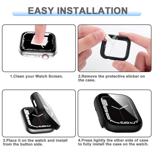 6 Pack Hard PC Case with Tempered Glass Screen Protector 44mm for Apple Watch SE 3/SE(2nd) Series 6/SE/5/4,Rontion Ultra-Thin Scratch Resistant Full Protective Bumper Cover for iWatch 44mm Accessorie by Rontion - Image 6