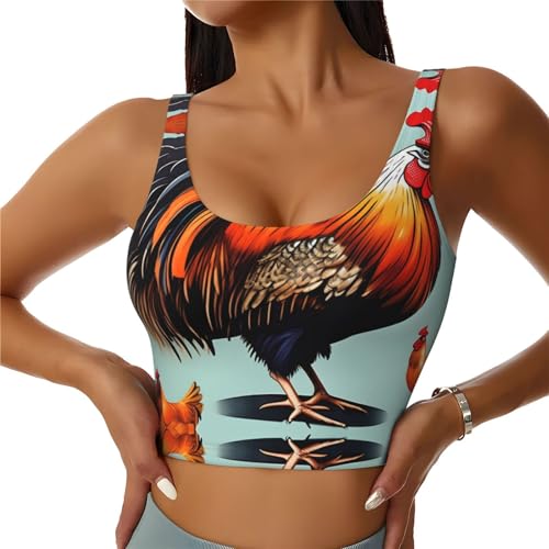 Chaleco de yoga HYTTER sin mangas con divertido estampado de gallo y pollo para niñas atléticas