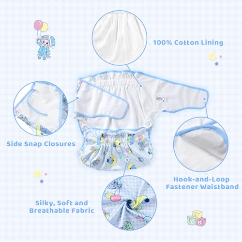 Image of Littleforbig Silky Adult Ribbon Omutsu Diaper Wrap Cover Washable Adjustable Reusable Waterproof - Little Blue S