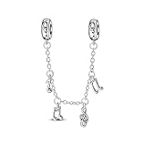 LMLMECREA Damen Hinweis Sicherheitskette 925 Silber für Charm Armband Niedlich Schmuck Geschenk für Frauen