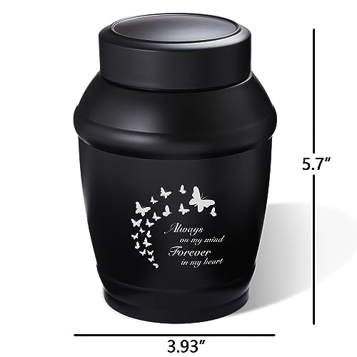 Image of Black Butterfly Medium Cremation Urn for Human Ashes Female /Male | Decorative Burial Urns for Women & Men,Metal Urns for Ashes